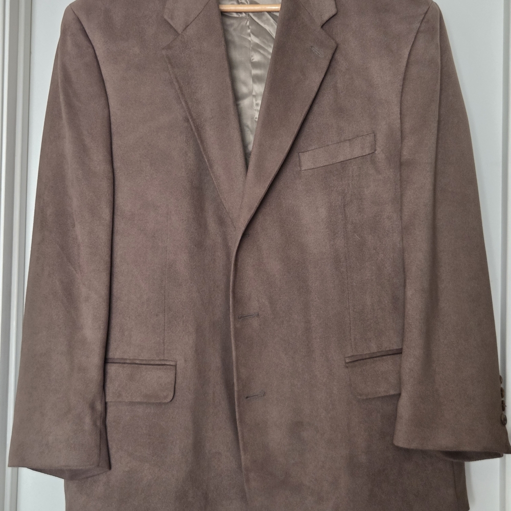 Men's Brown Suede-Style Single-Breasted Blazer